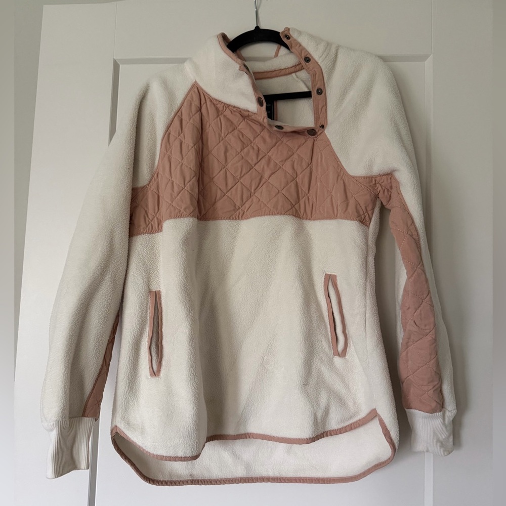 Abercrombie & Fitch Women's Cowl Neck Sweater - Cream and Blush